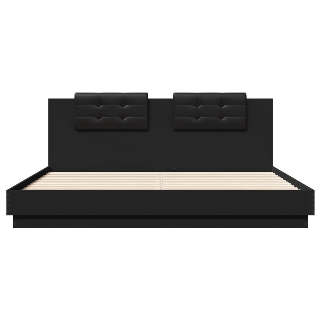 Bed Frame with LED without Mattress Black 183x203 cm King Price