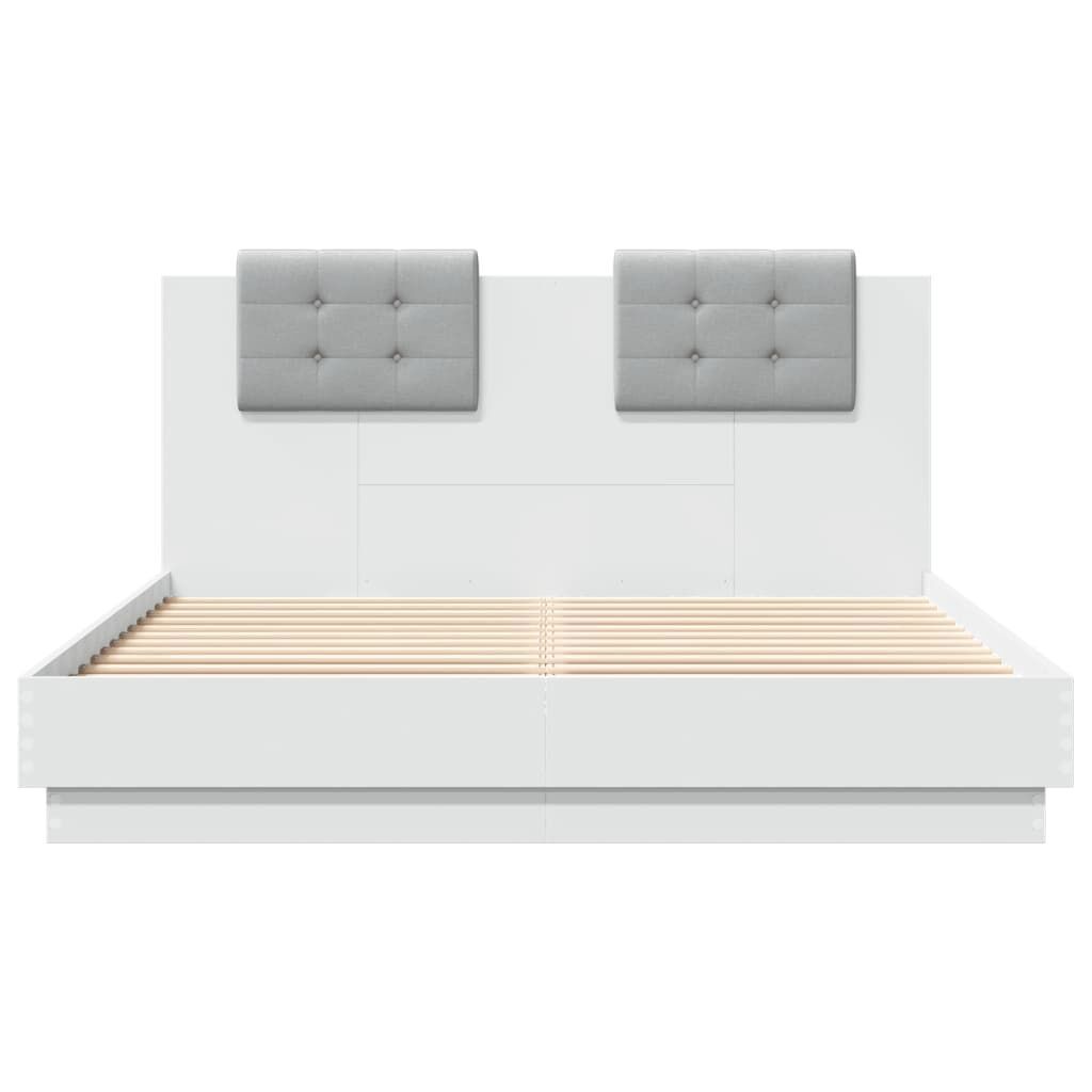 Bed Frame with LED without Mattress White 150x200 cm Price