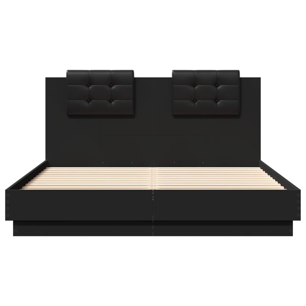 Bed Frame with LED without Mattress Black 150x200 cm Price
