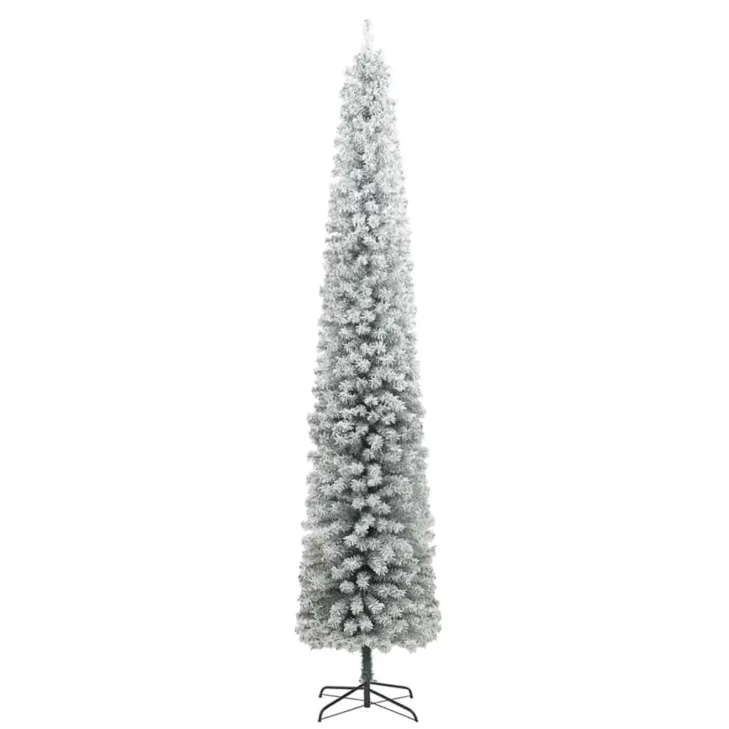 Slim Christmas Tree 300 LEDs & Ball Set & Flocked Snow 270 cm Price