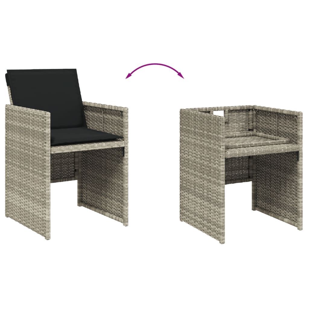 7 Piece Garden Dining Set with Cushions Light Grey Poly Rattan Price