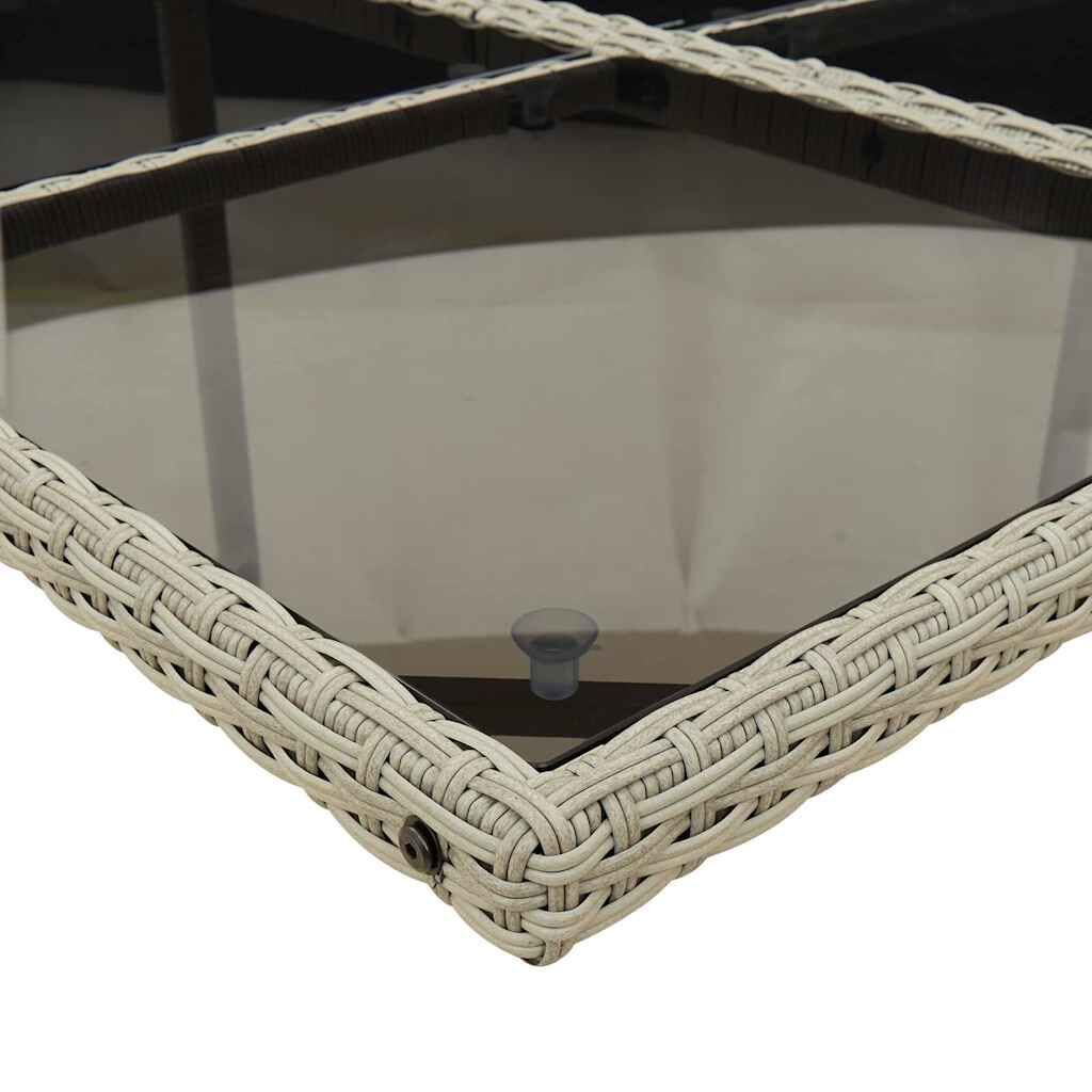 9 Piece Garden Dining Set with Cushions Light Grey Poly Rattan Price