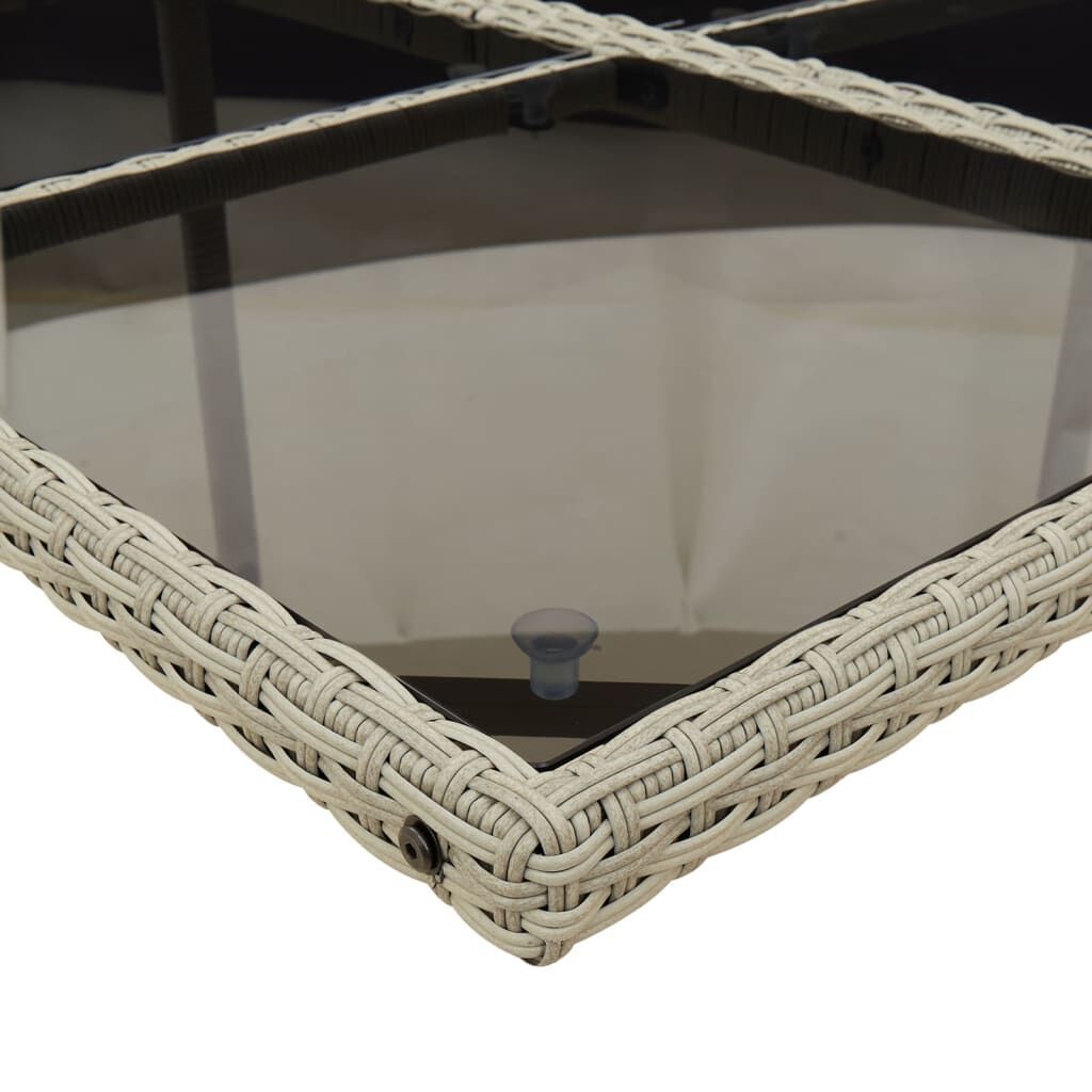 11 Piece Garden Dining Set with Cushions Light Grey Poly Rattan Price