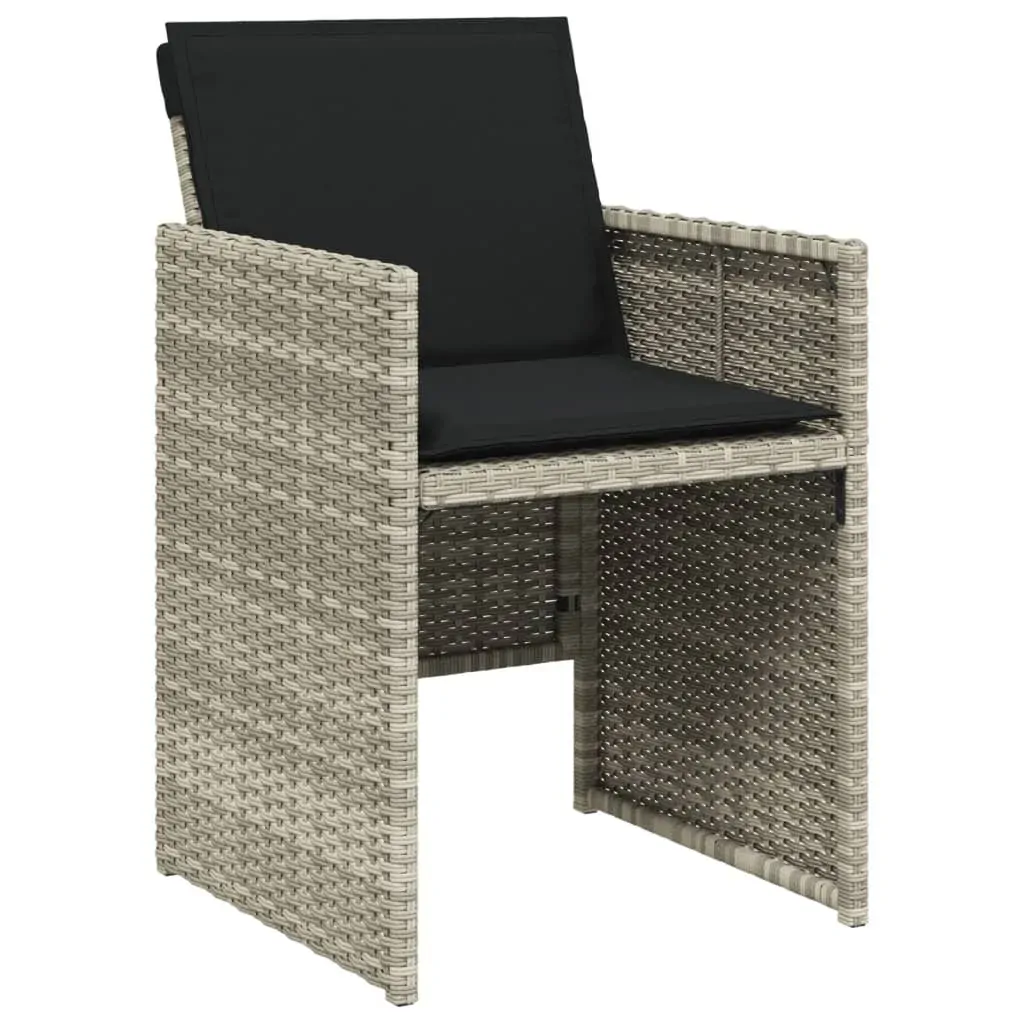 11 Piece Garden Dining Set with Cushions Light Grey Poly Rattan Price