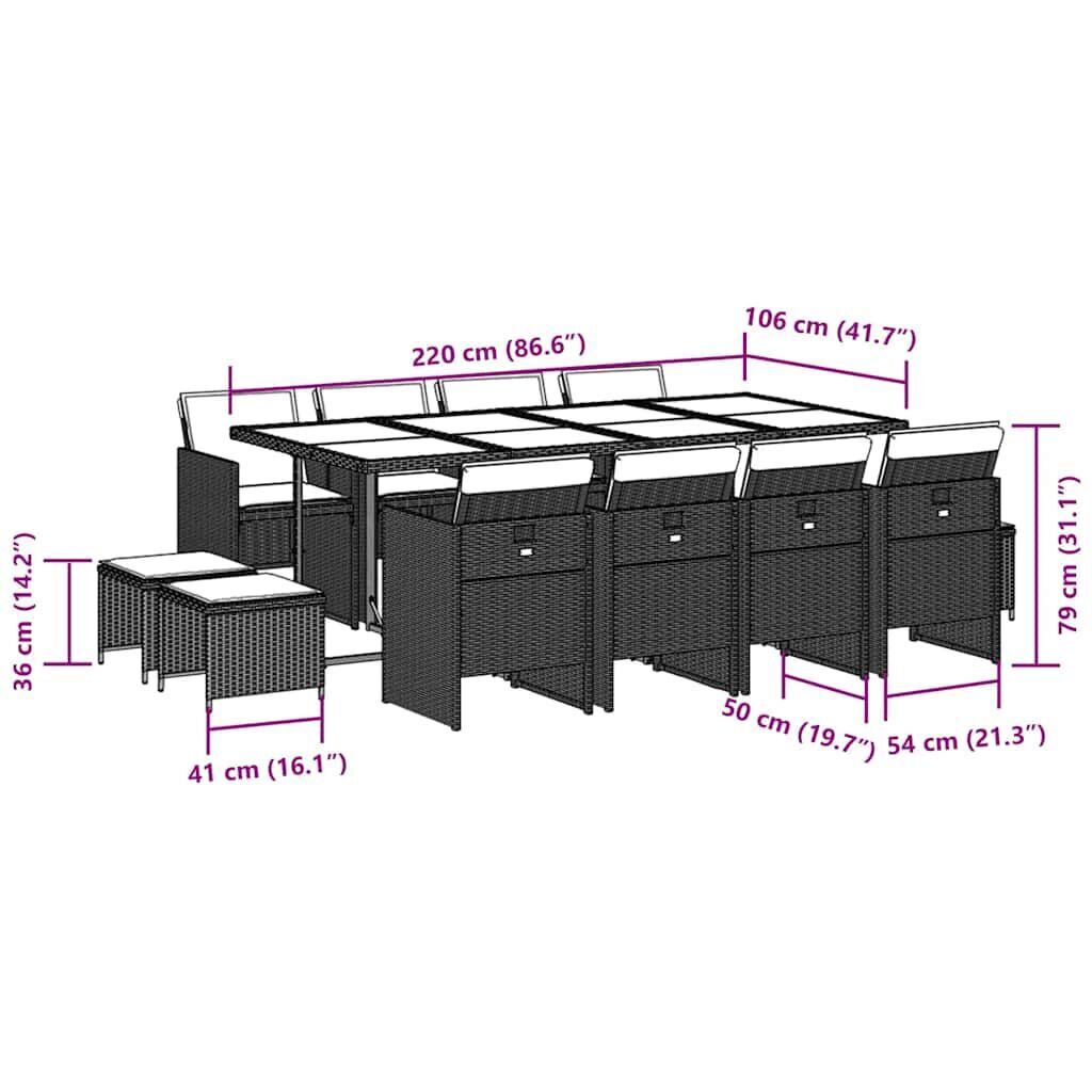 13 Piece Garden Dining Set with Cushions Black Poly Rattan Price