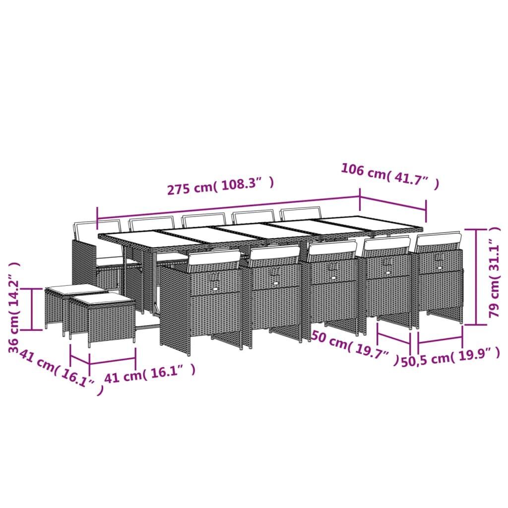 15 Piece Garden Dining Set with Cushions Black Poly Rattan Price