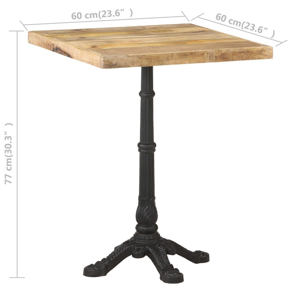 Bistro Table 60x60x77 cm Rough Mango Wood Price