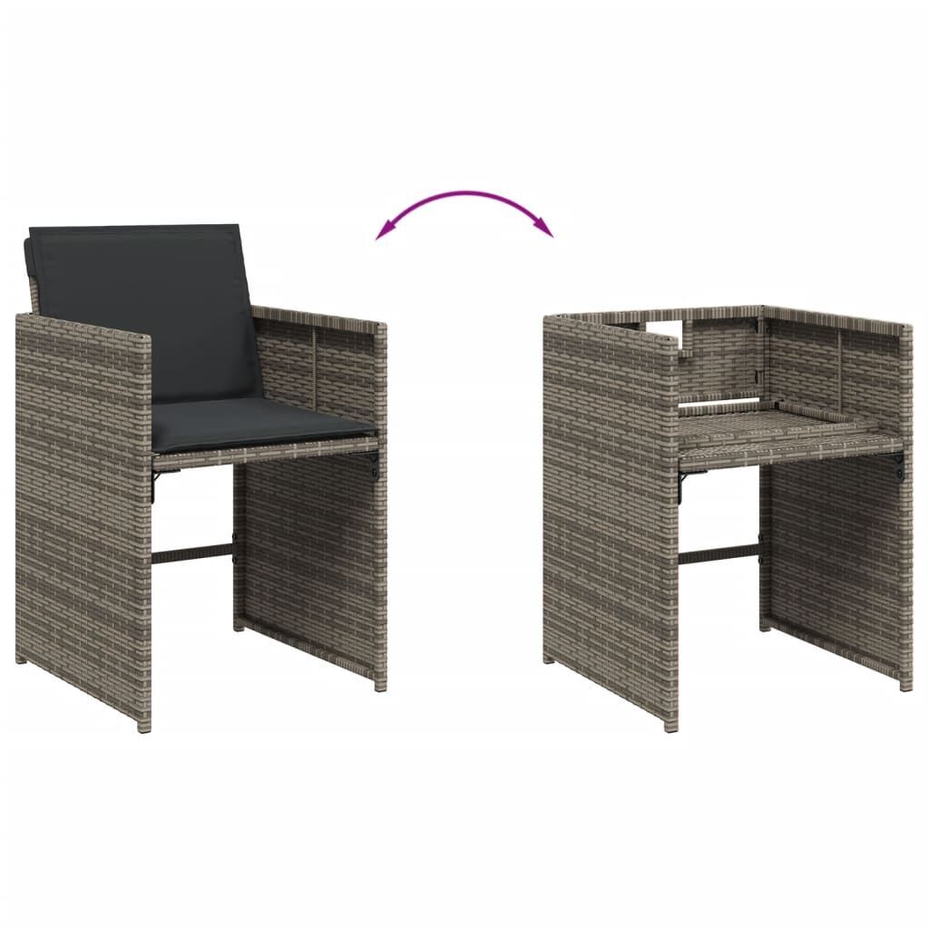7 Piece Garden Dining Set with Cushions Grey Poly Rattan Price