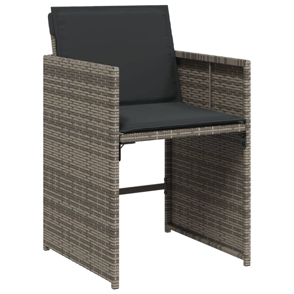 9 Piece Garden Dining Set with Cushions Grey Poly Rattan Price