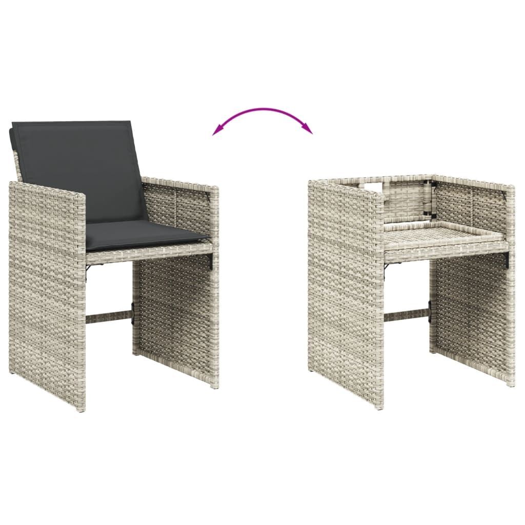 11 Piece Garden Dining Set with Cushions Light Grey Poly Rattan Price