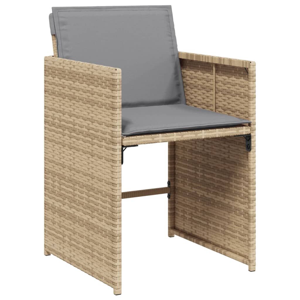 9 Piece Garden Dining Set with Cushions Mix Beige Poly Rattan Price