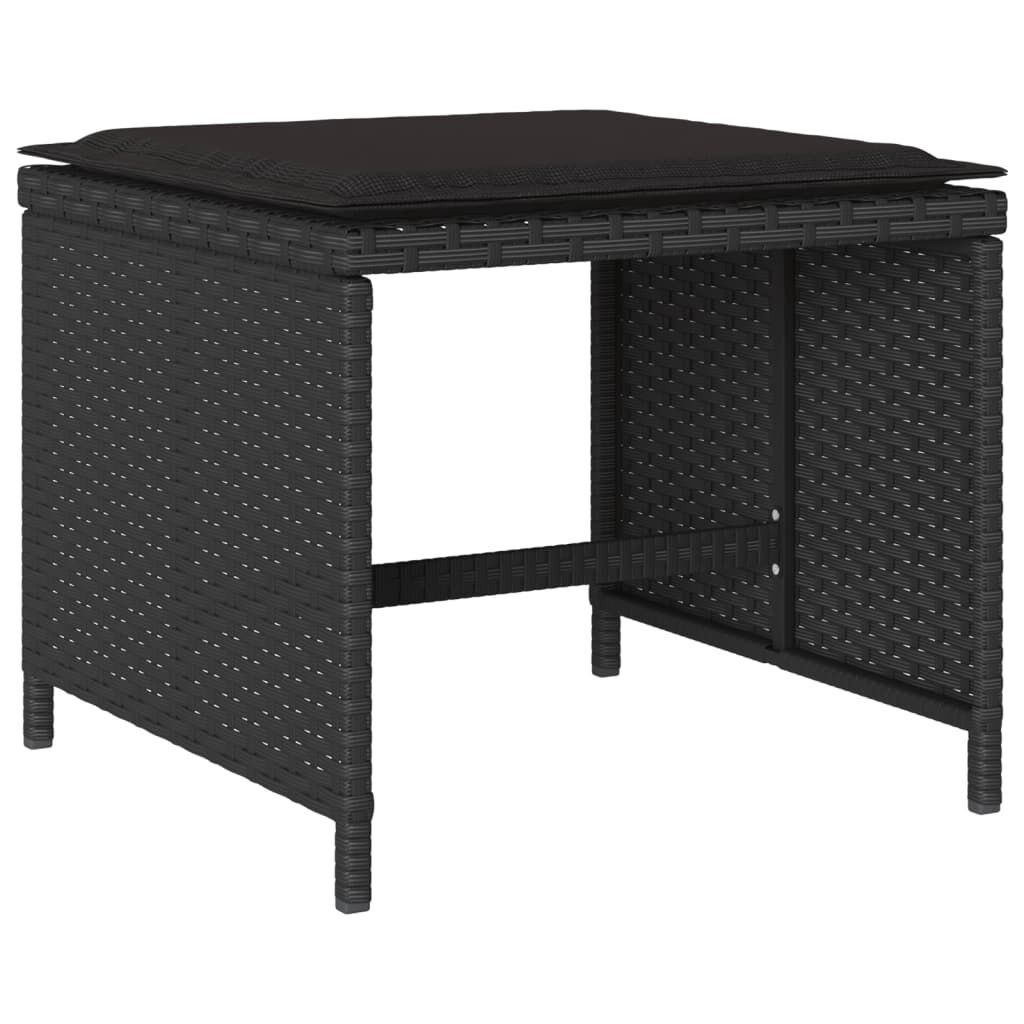 11 Piece Garden Dining Set with Cushions Black Poly Rattan Price