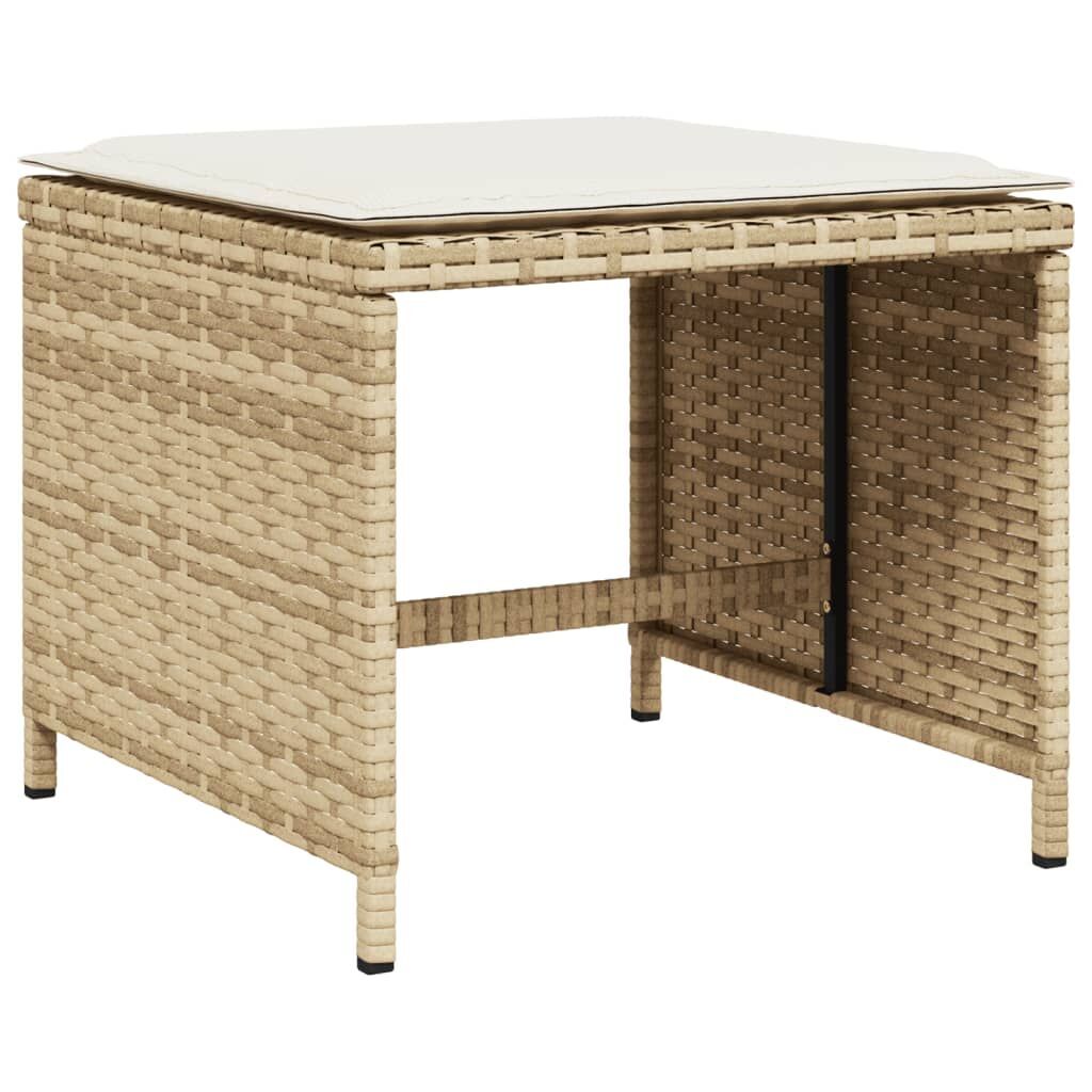 11 Piece Garden Dining Set with Cushions Beige Poly Rattan Price