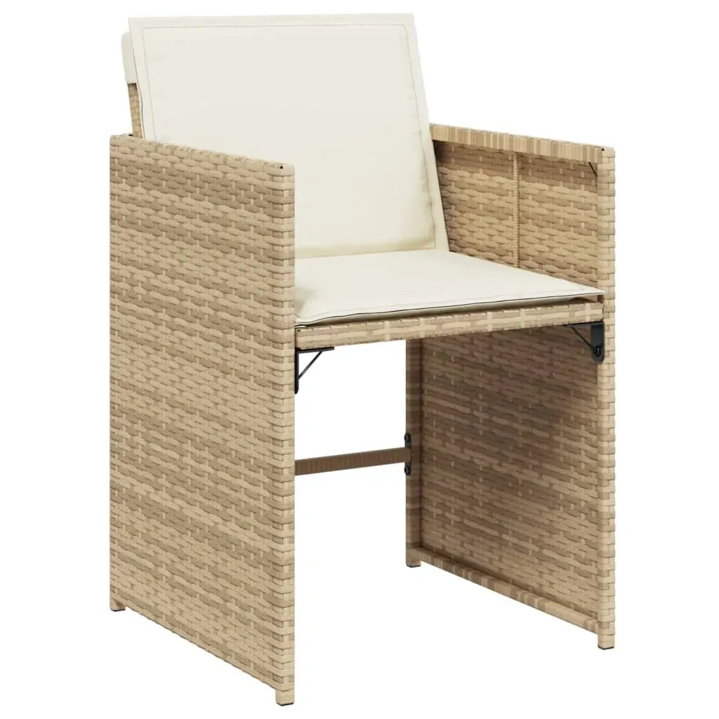 11 Piece Garden Dining Set with Cushions Beige Poly Rattan Price