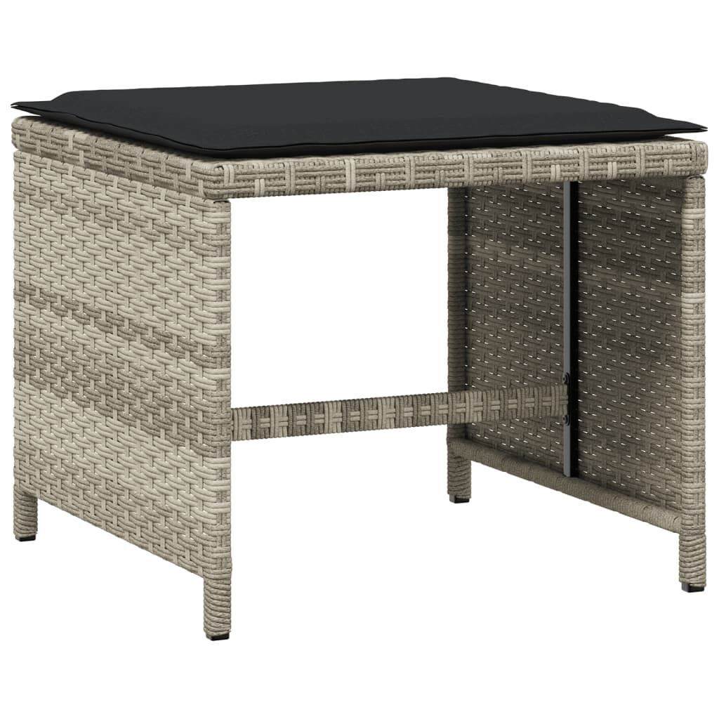 11 Piece Garden Dining Set with Cushions Light Grey Poly Rattan Price