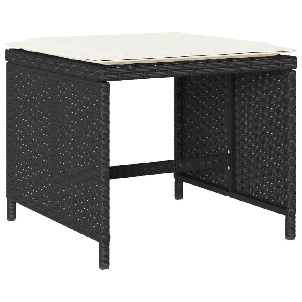 11 Piece Garden Dining Set with Cushions Black Poly Rattan Price