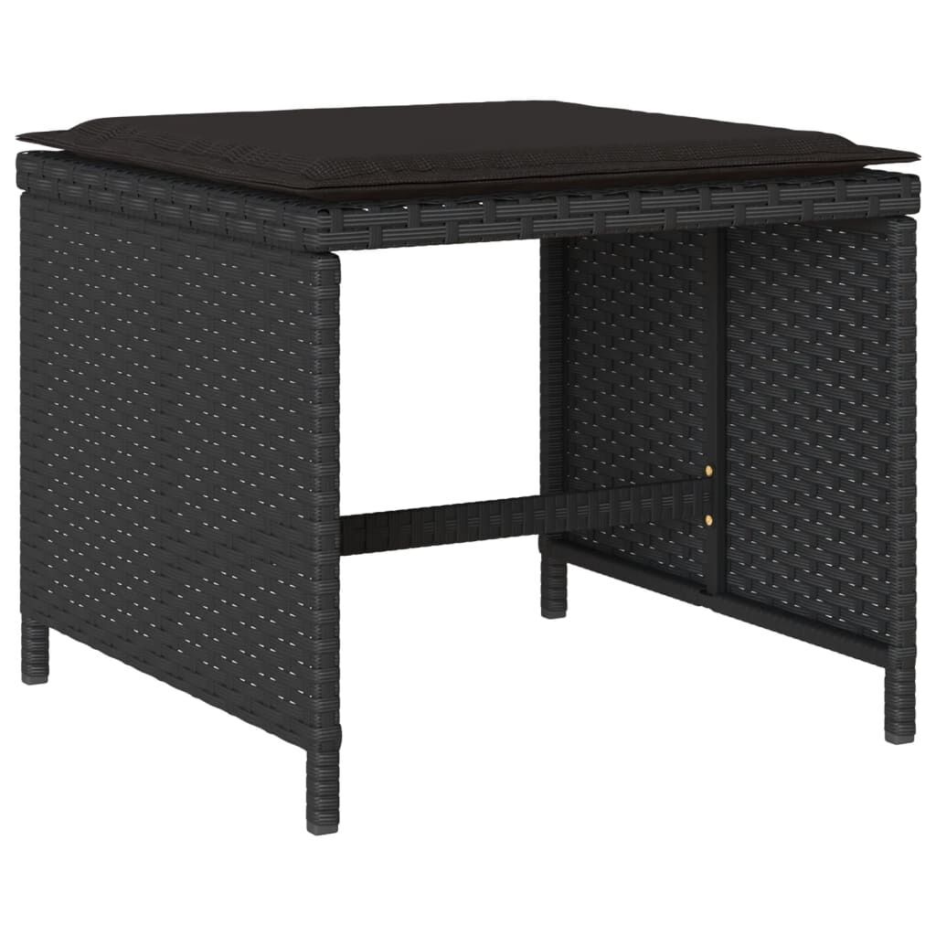 13 Piece Garden Dining Set with Cushions Black Poly Rattan Price