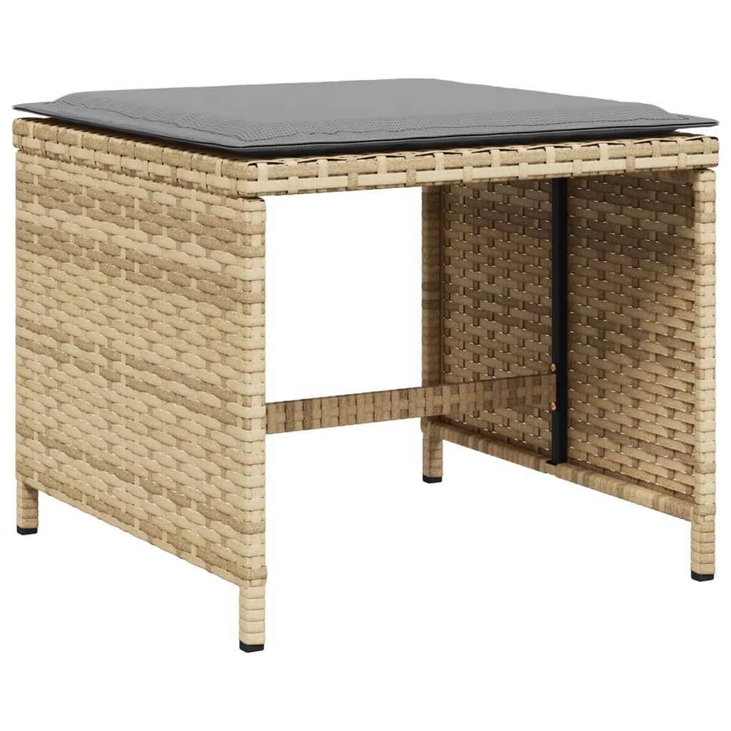 15 Piece Garden Dining Set with Cushions Mix Beige Poly Rattan Price