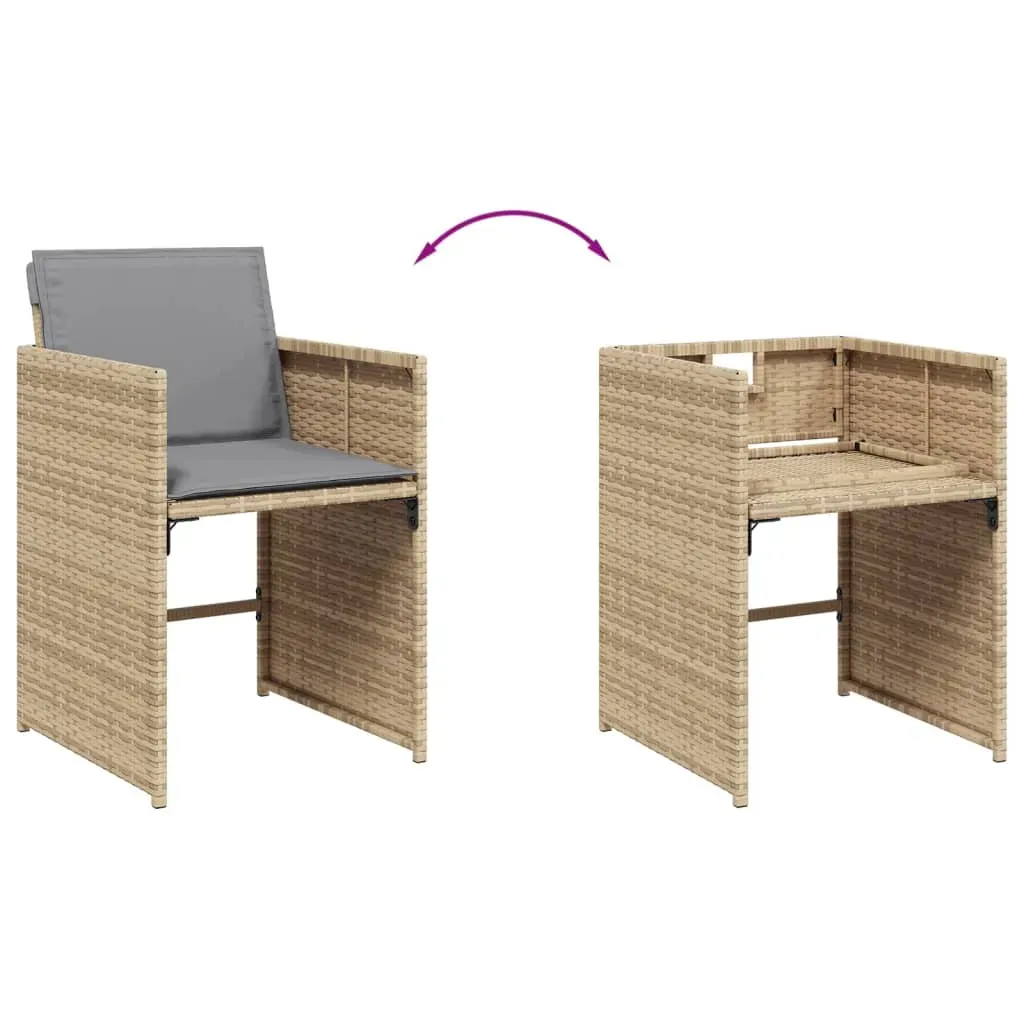 11 Piece Garden Dining Set with Cushions Mix Beige Poly Rattan Price