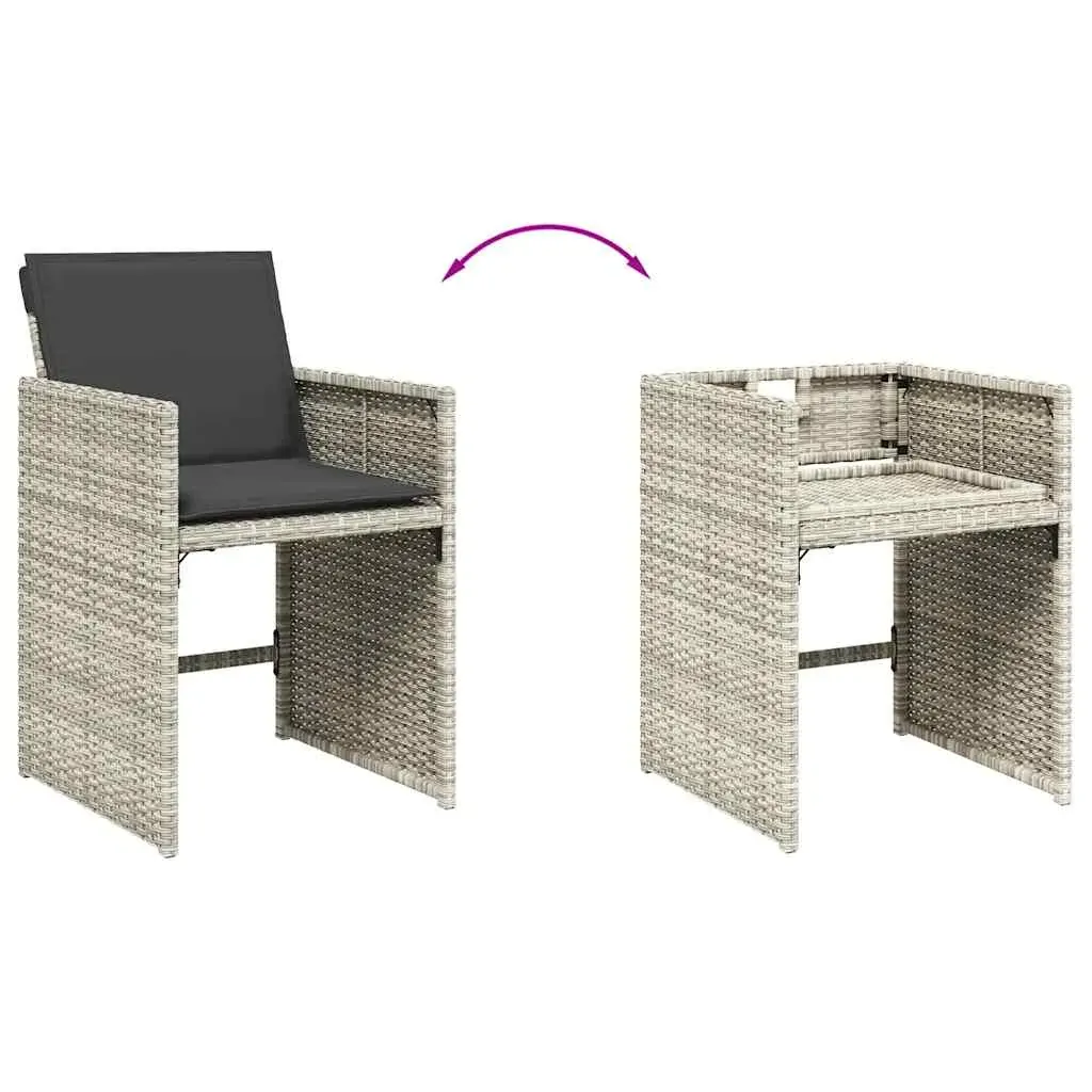 13 Piece Garden Dining Set with Cushions Light Grey Poly Rattan Price