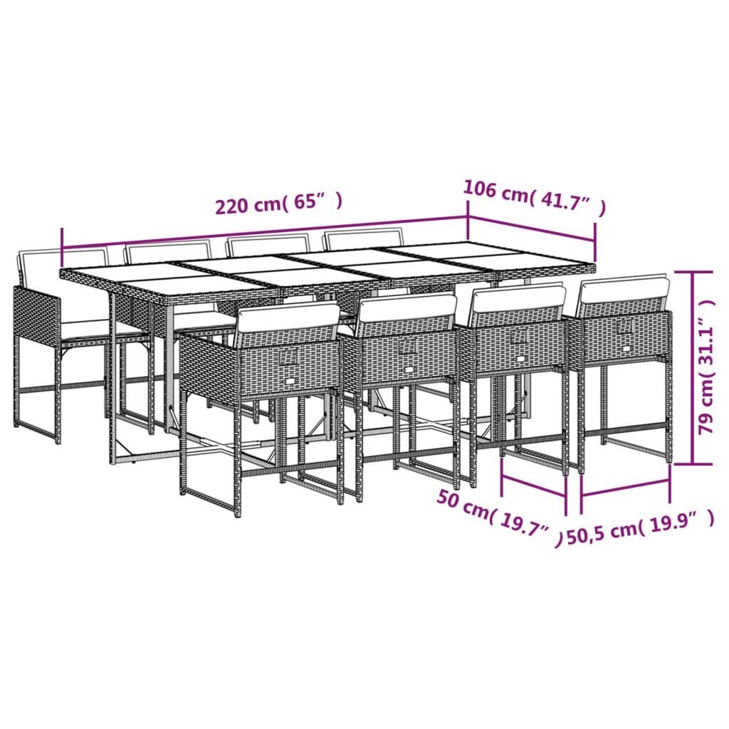 9 Piece Garden Dining Set with Cushions Black Poly Rattan Price