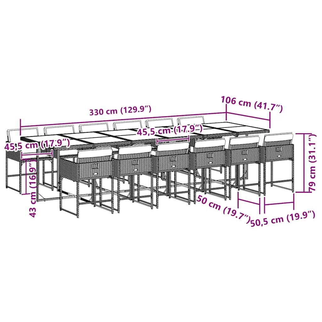 13 Piece Garden Dining Set with Cushions Grey Poly Rattan Price