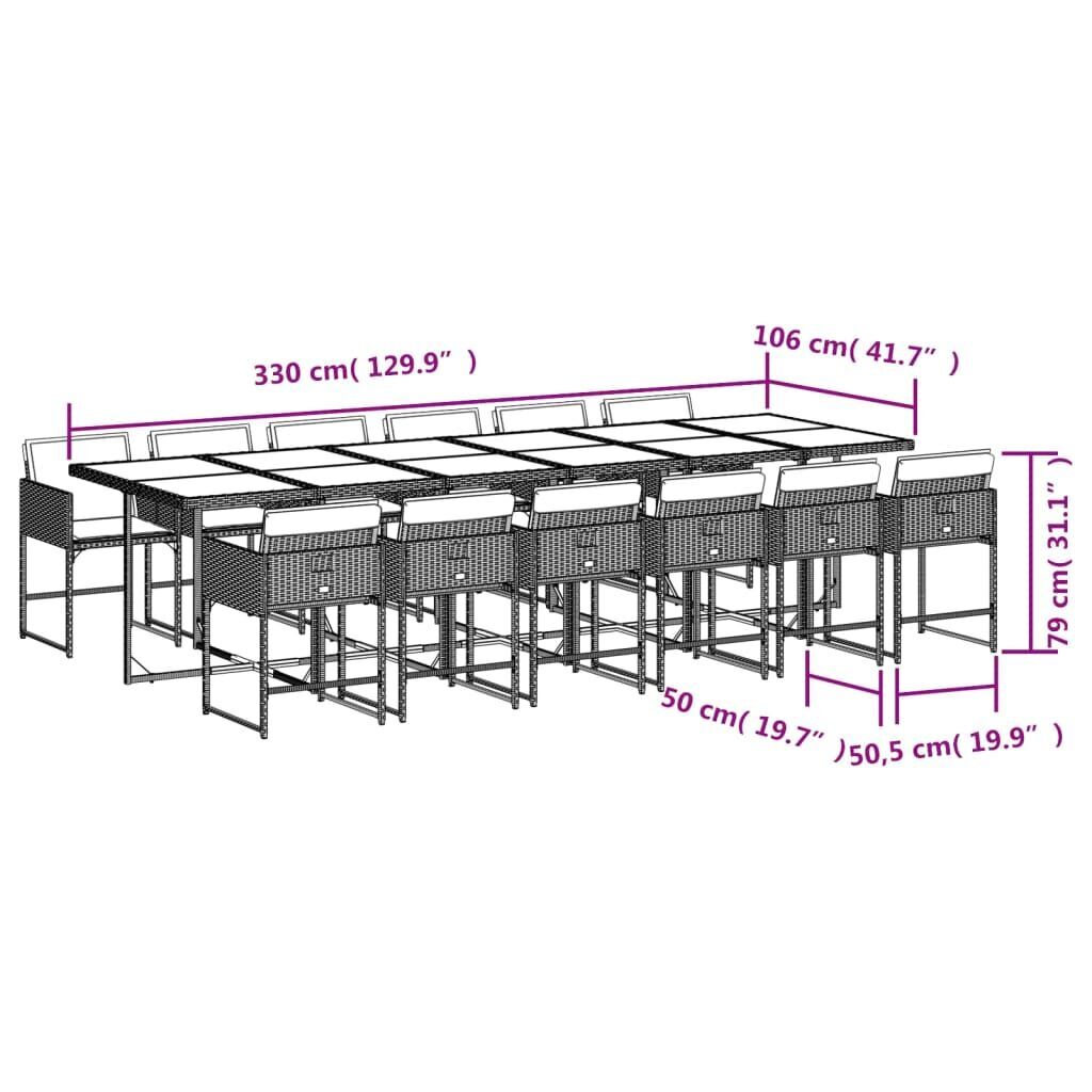 13 Piece Garden Dining Set with Cushions Mix Beige Poly Rattan Price