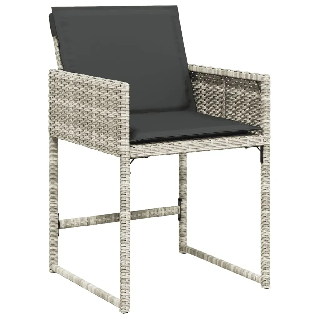 15 Piece Garden Dining Set with Cushions Light Grey Poly Rattan Price