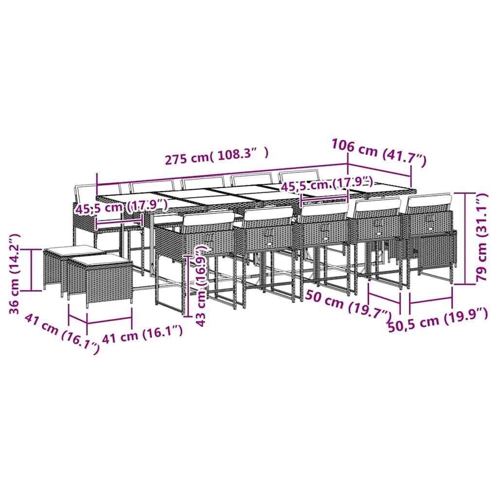 15 Piece Garden Dining Set with Cushions Black Poly Rattan Price