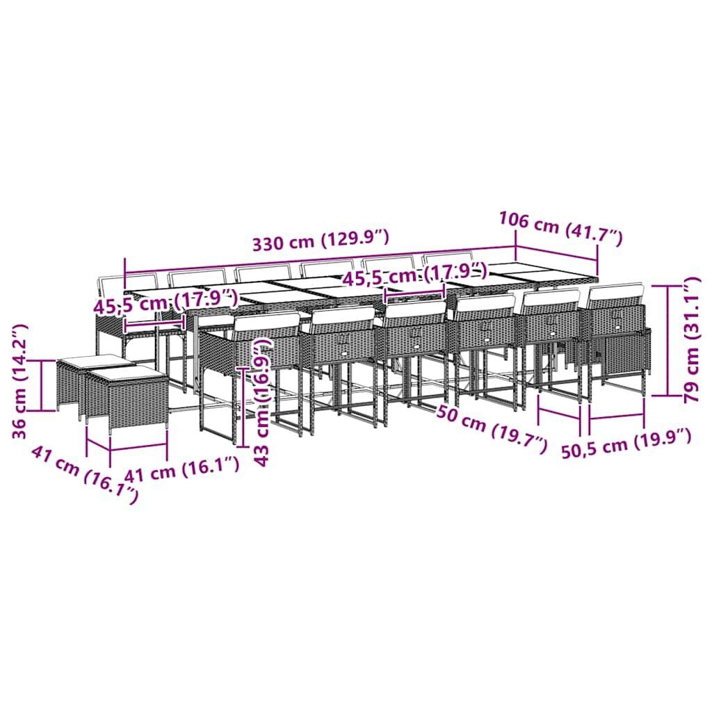 17 Piece Garden Dining Set with Cushions Grey Poly Rattan Price