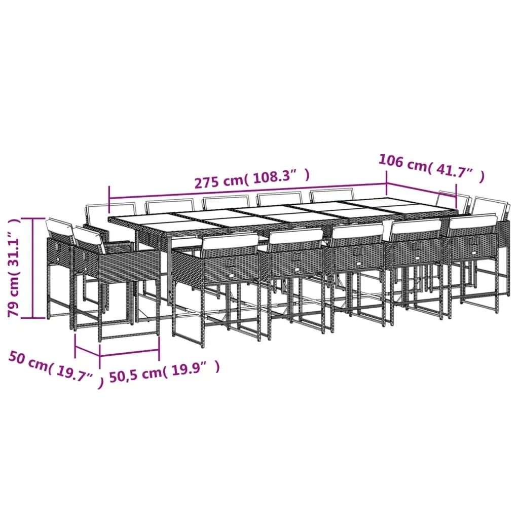 15 Piece Garden Dining Set with Cushions Black Poly Rattan Price
