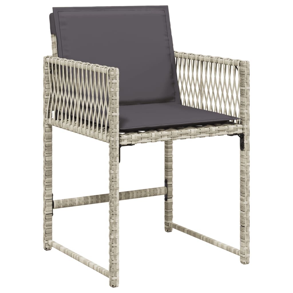 7 Piece Garden Dining Set with Cushions Light Grey Poly Rattan Price