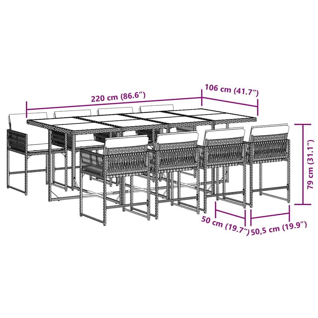 9 Piece Garden Dining Set with Cushions Black Poly Rattan Price