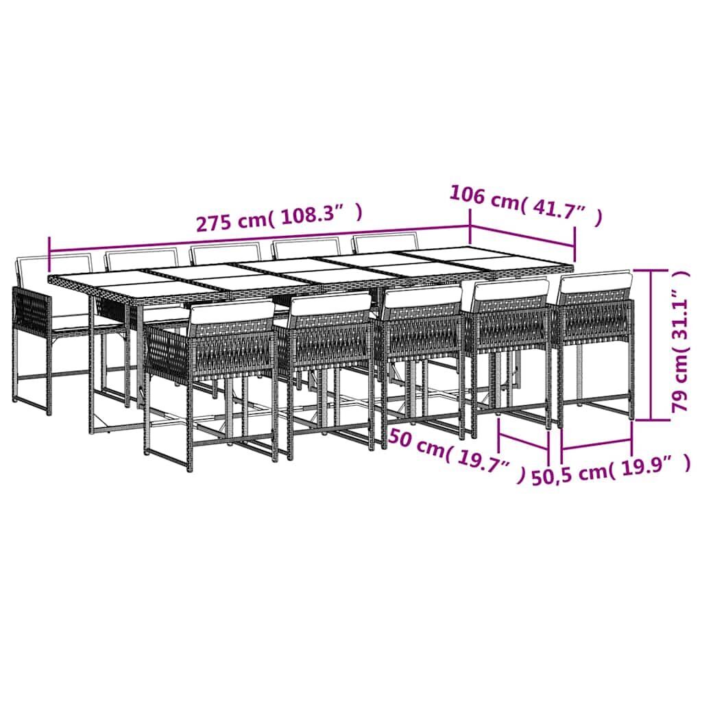 11 Piece Garden Dining Set with Cushions Black Poly Rattan Price