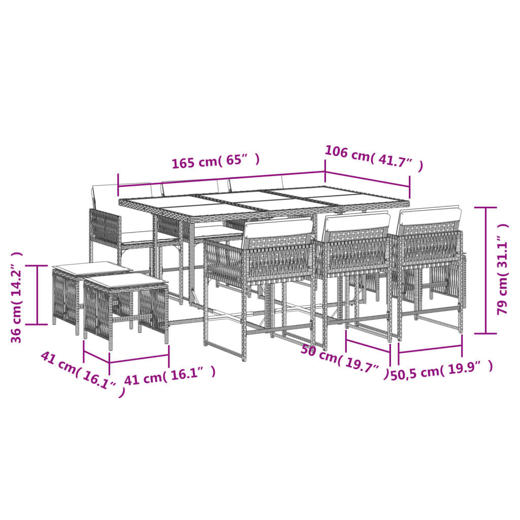 11 Piece Garden Dining Set with Cushions Black Poly Rattan Price