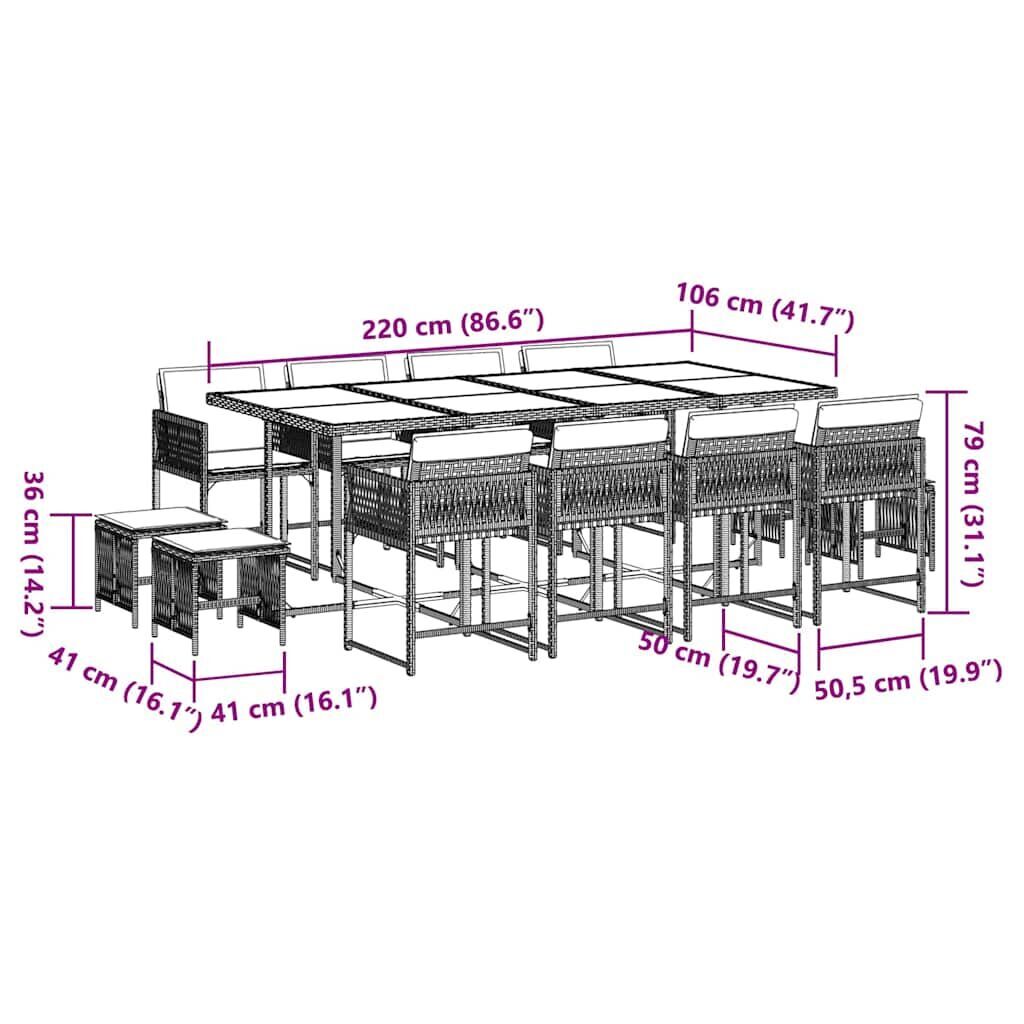 13 Piece Garden Dining Set with Cushions Grey Poly Rattan Price