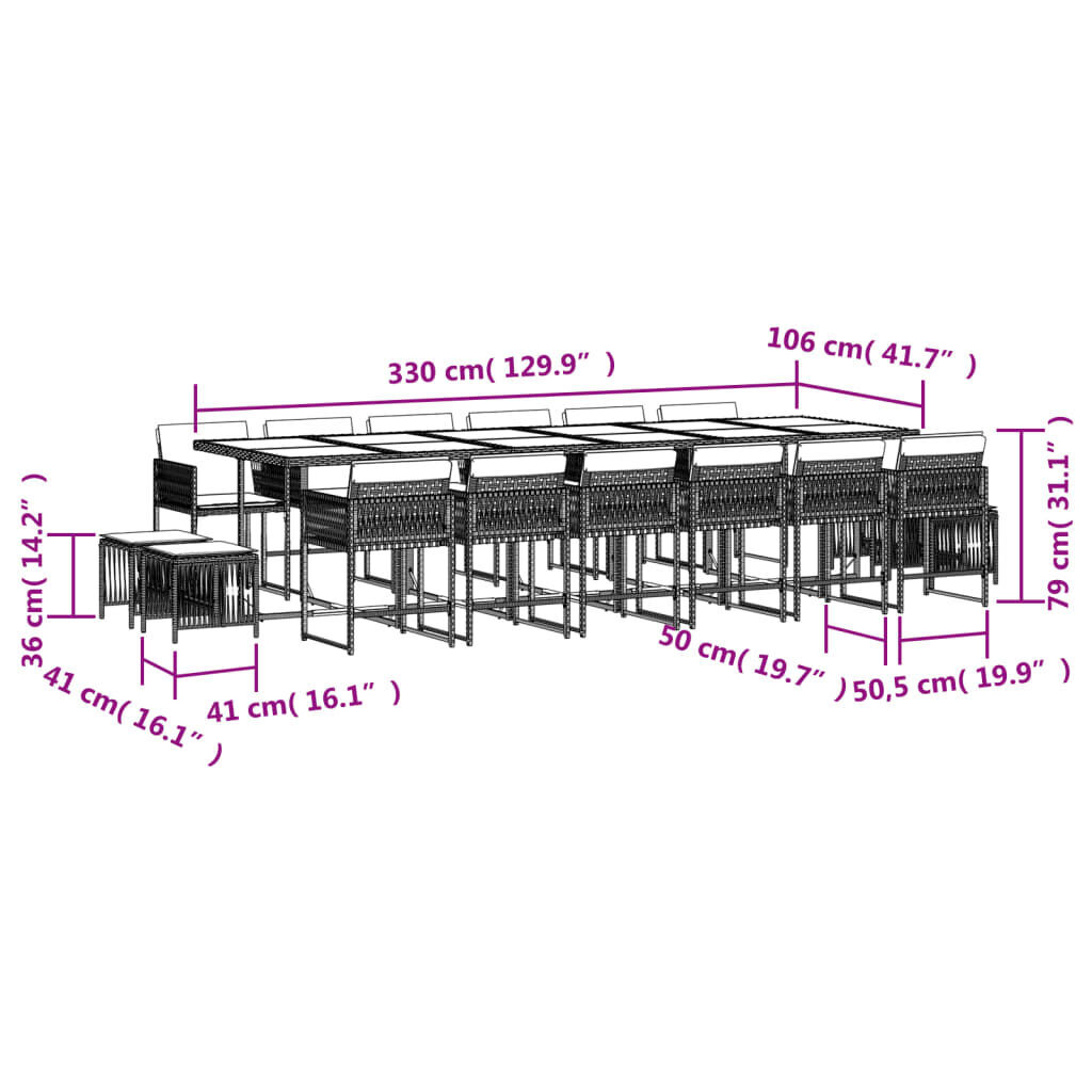 17 Piece Garden Dining Set with Cushions Black Poly Rattan Price