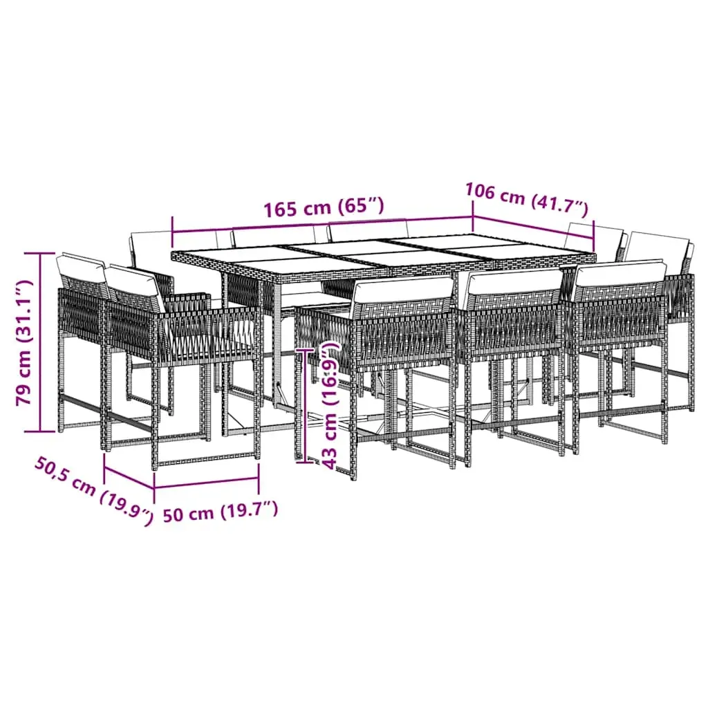 11 Piece Garden Dining Set with Cushions Black Poly Rattan Price