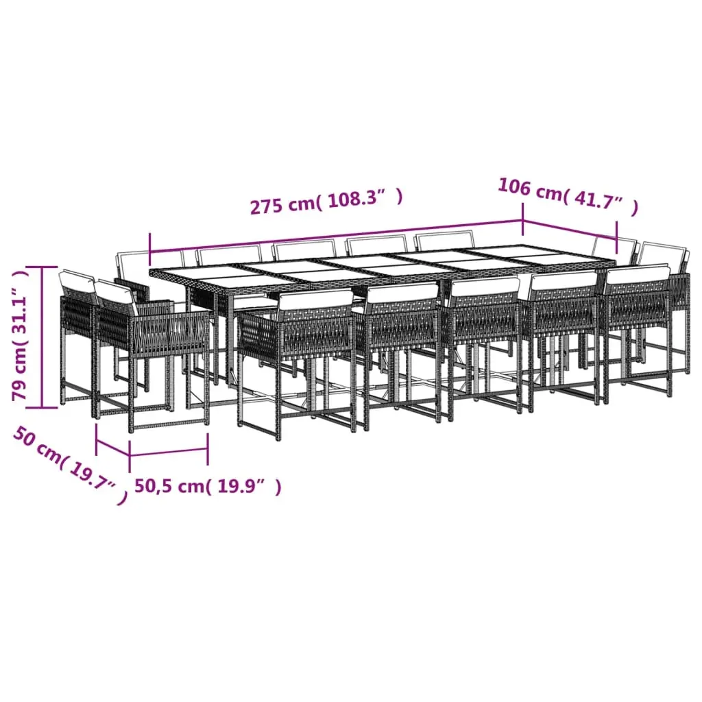 15 Piece Garden Dining Set with Cushions Black Poly Rattan Price