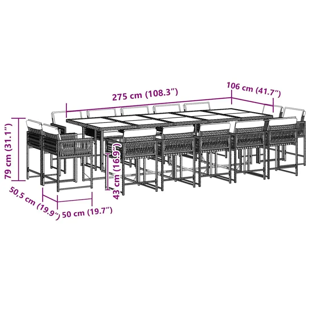 15 Piece Garden Dining Set with Cushions Black Poly Rattan Price