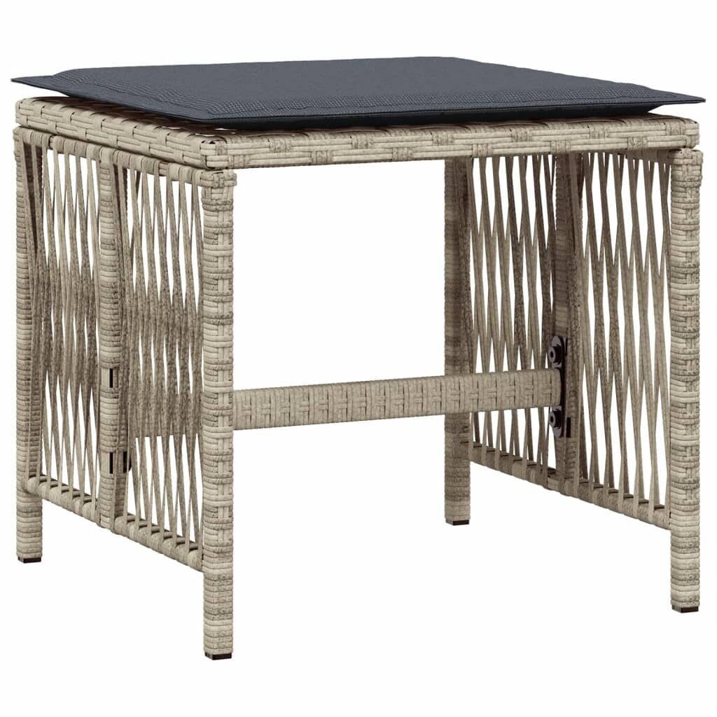 11 Piece Garden Dining Set with Cushions Light Grey Poly Rattan Price
