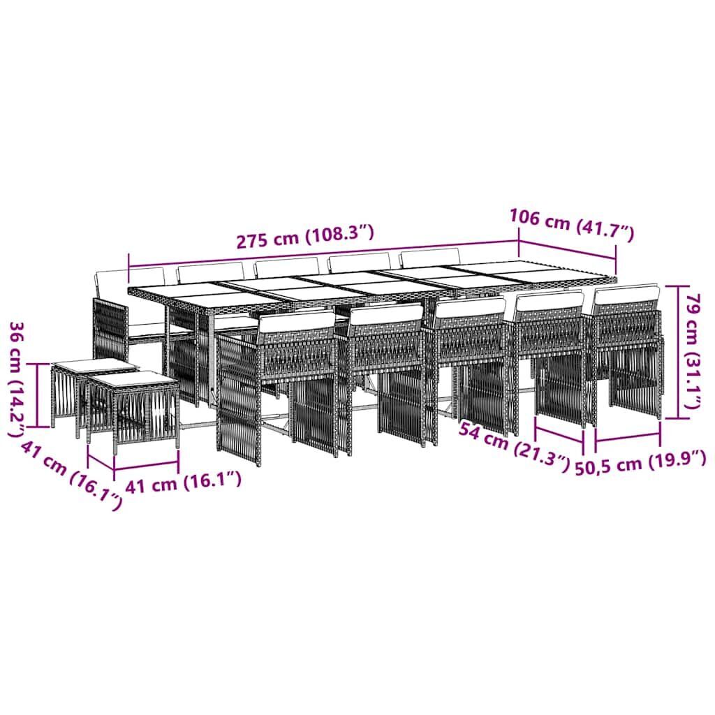 15 Piece Garden Dining Set with Cushions Black Poly Rattan Price
