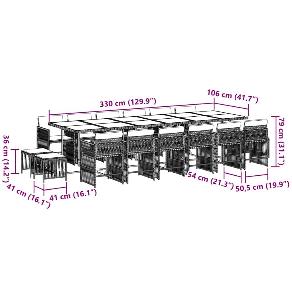 17 Piece Garden Dining Set with Cushions Black Poly Rattan Price