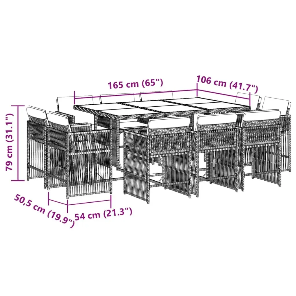 11 Piece Garden Dining Set with Cushions Grey Poly Rattan Price