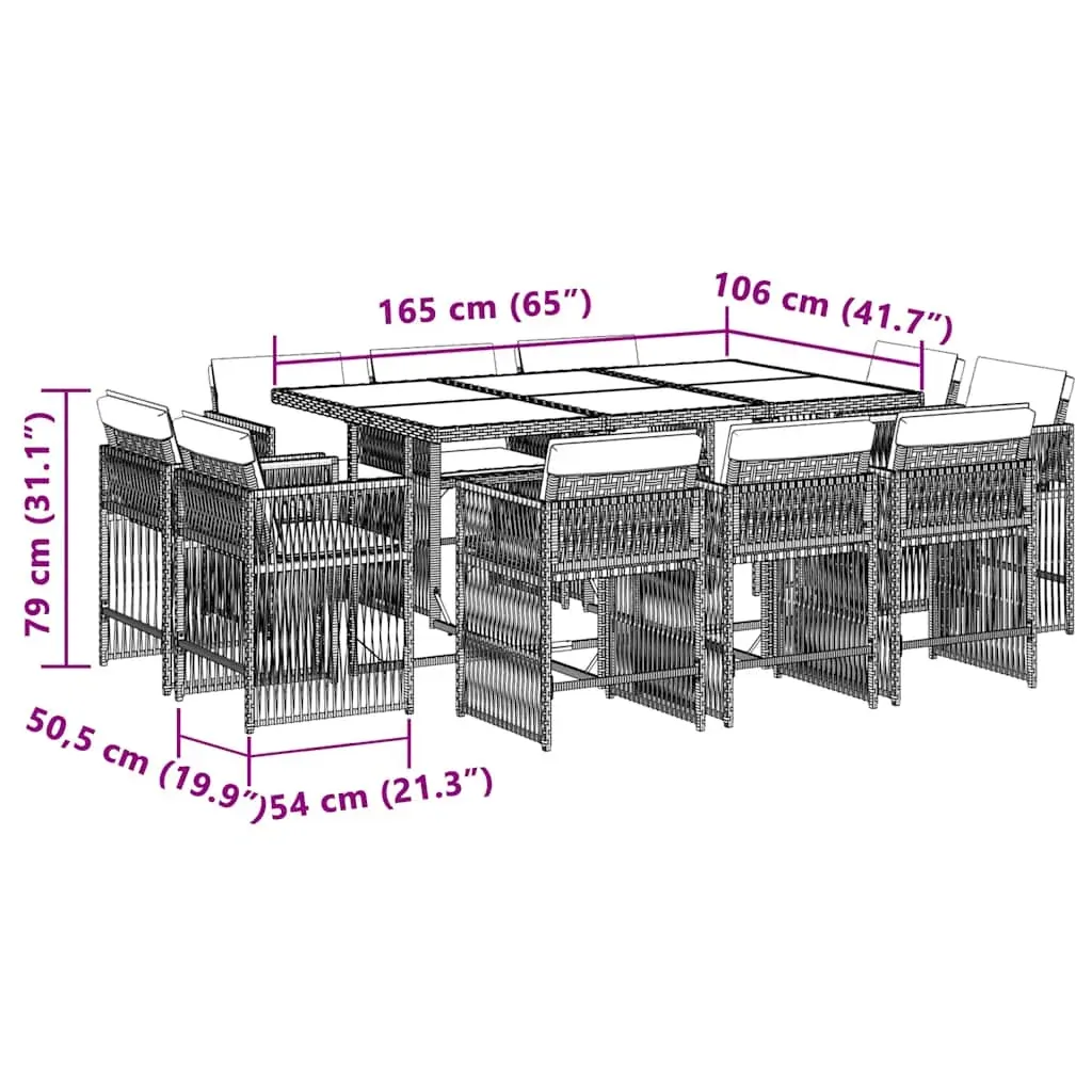11 Piece Garden Dining Set with Cushions Mix Beige Poly Rattan Price