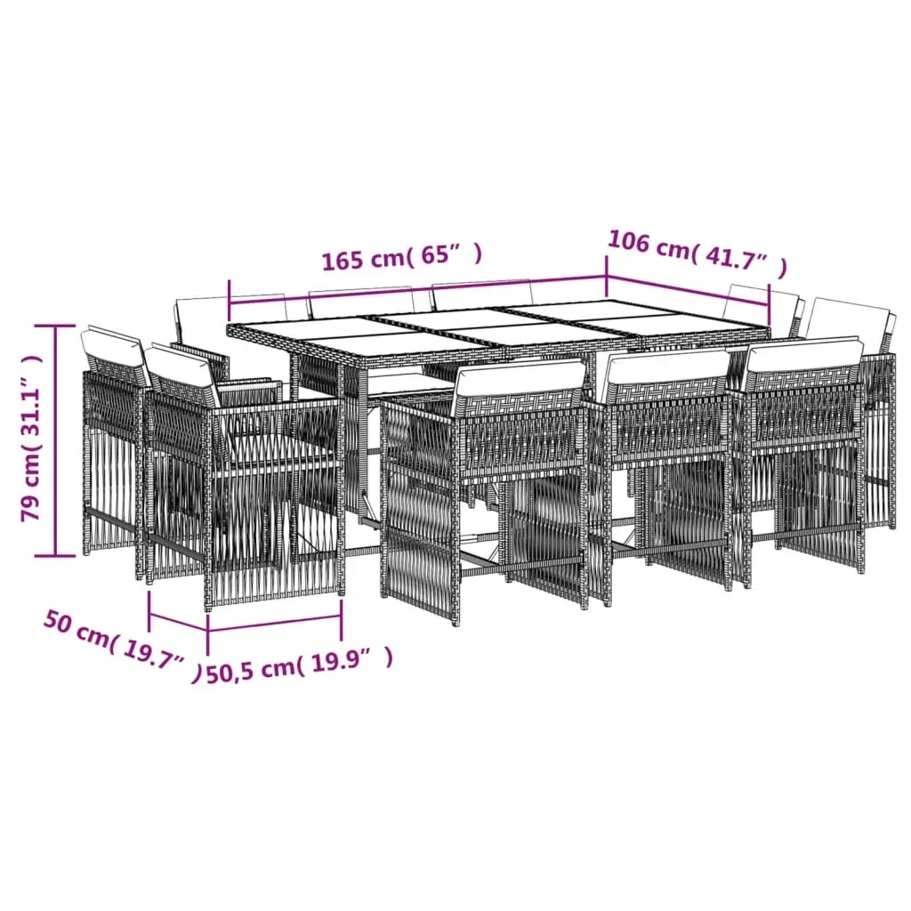 11 Piece Garden Dining Set with Cushions Black Poly Rattan Price