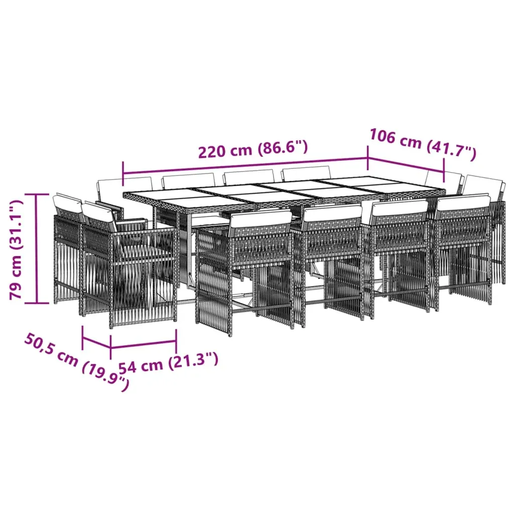 13 Piece Garden Dining Set with Cushions Grey Poly Rattan Price