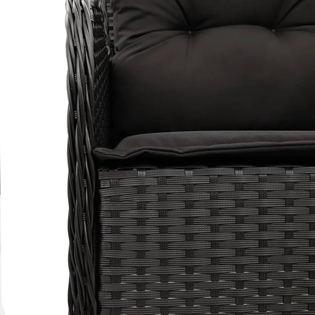 7 Piece Garden Dining Set with Cushions Black Poly Rattan Price