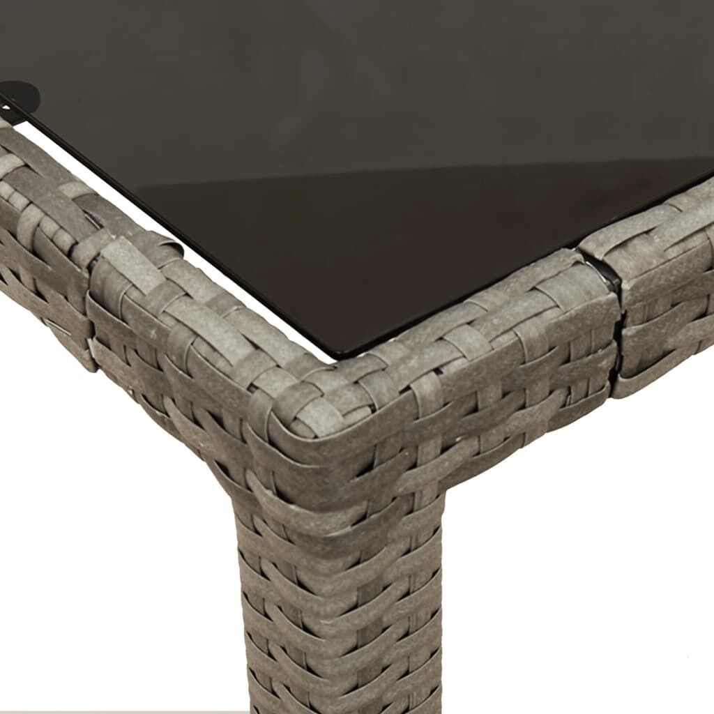 3 Piece Garden Dining Set with Cushions Grey Poly Rattan Price