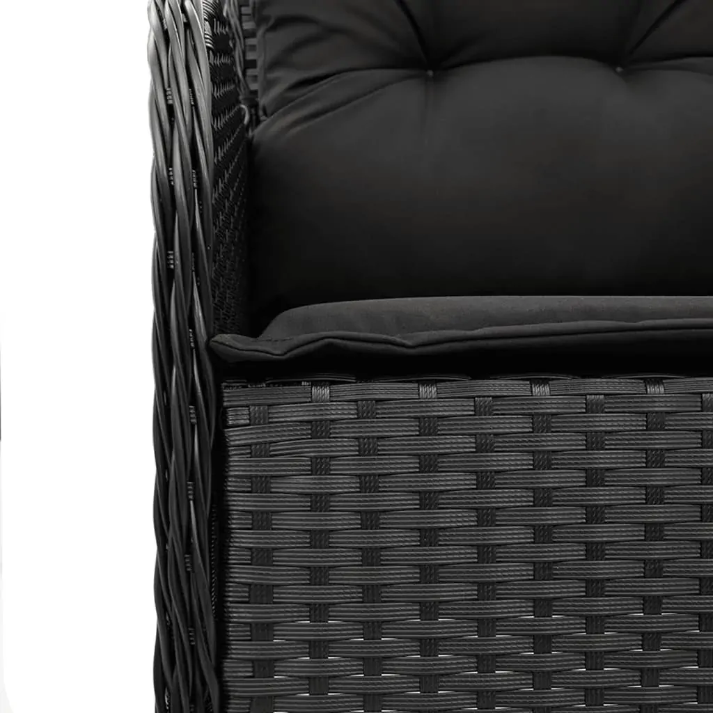 7 Piece Garden Dining Set with Cushions Black Poly Rattan Price
